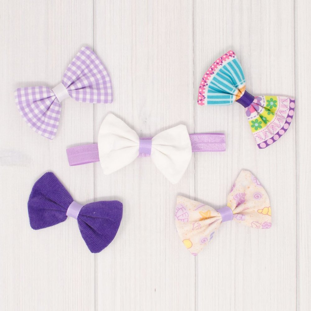 Purple Hair Bow & Headband Set